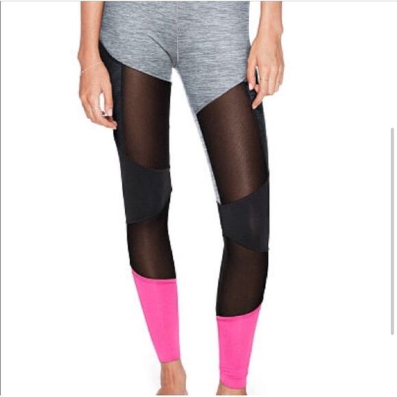 Victoria's Secret PINK Bonded High Waist Mesh Legging Gray Pink - Picture 1 of 11